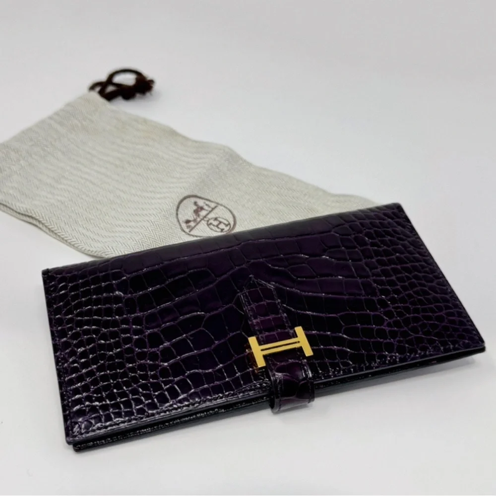 Hermes Croc Bearn Wallet - Picture 1 of 14